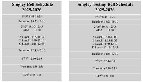 Singley Bell Schedule